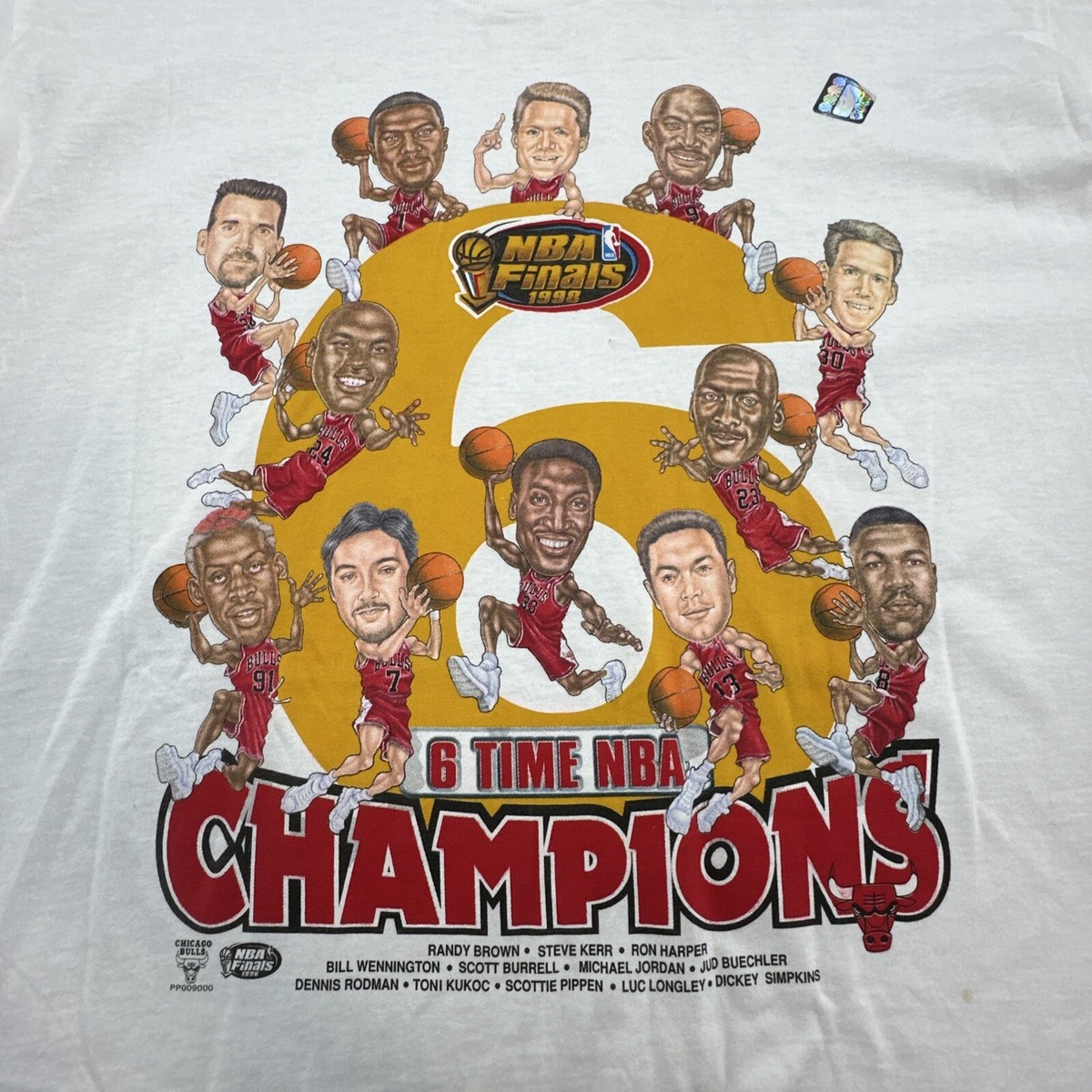 1998 NBA チャンピオン記念 シカゴ・ブルズ カリカチュアTシャツ 1998 NBA チャンピオン記念 シカゴ・ブルズ カリカチュアTシャツ