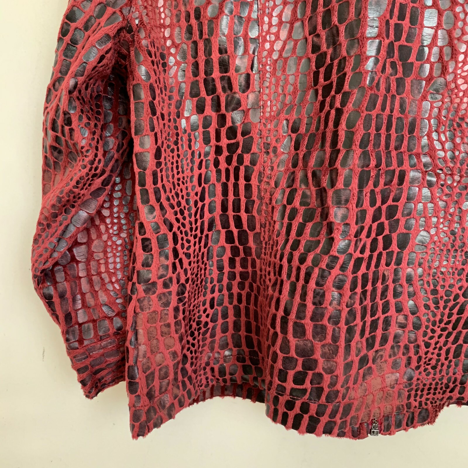 Ruby Rd. Jacket Burgundy Croc Print Collared Zip … - image 8