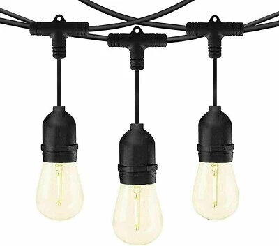 Catena luminosa esterno 10 Lampadine E27 LED cavo 10 mt IP65 impermeabile NERO
