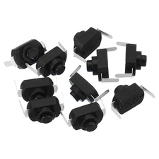 Latching Push Button Switch, 10 Pcs Bent Pin DC 30V 1A Micro Switch, Black