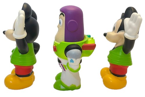 Disney Mickey Mouse  & Buzz Lightyear Bath Toy Just Play 5" Figurines - Lot of 3 - Picture 2 of 8