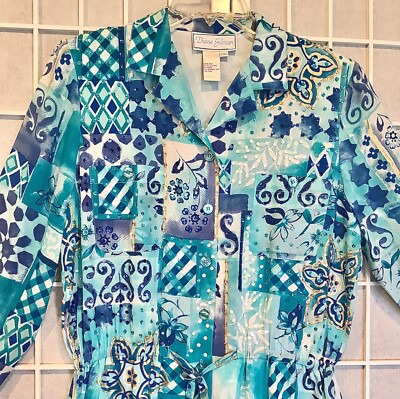 Robe Vintage Diane Gilman - 100% Soie Multicolore à Sequins - Taille M - Neuf Sans étiquettes