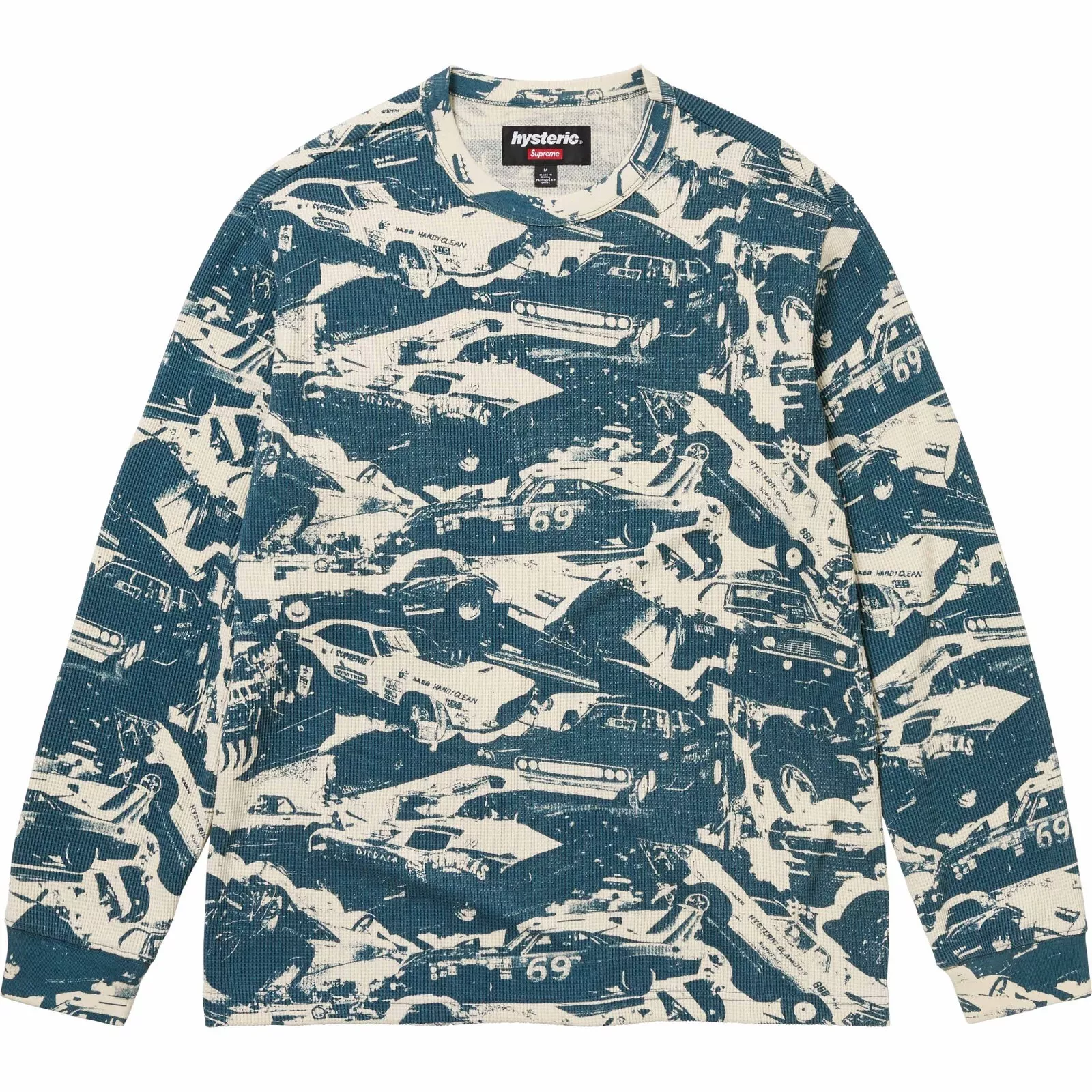 Grande chemise thermique homme neuve Supreme FW24KN72 Hysteric Glamour Cars TEAL