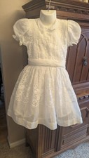 Vintage 50's SCOT-DEL White Organza Party Communion Dress 4/5 Petticoat