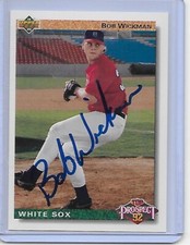 Baseball Card IP auto BOB WICKMAN 1992 Upper Deck Chicago White Sox Top Prospect
