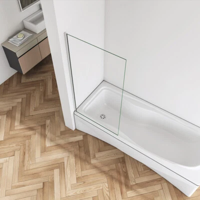 Bath Shower Screen Fixed Screen panel ClearGlass Over Bath 25/30/35/70/80 x140cm