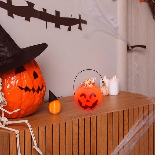 Halloween Candy Bucket Light Up Halloween Pumpkin Candy Bucket Trick Or Treat - Picture 6 of 12
