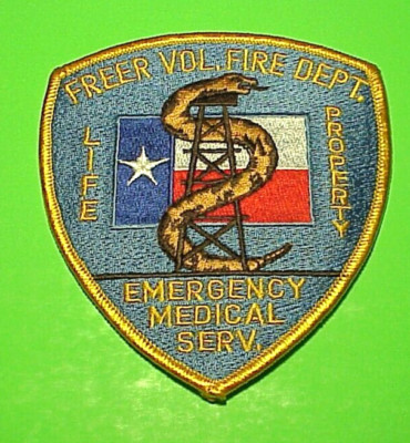 FREER TEXAS  TX  4 5/8''  ( SNAKE )  FIRE DEPARTMENT  PATCH  FREE SHIPPING!!!