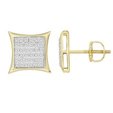 10K Yellow Gold 1/4 ct Natural Round Diamond Kite Cluster Stud Earrings