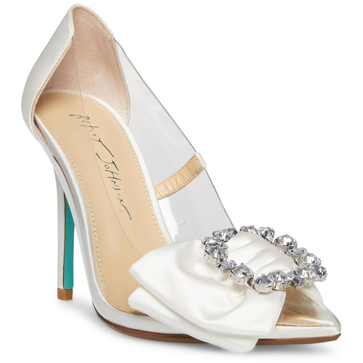 Женские атласные туфли-лодочки Moxie цвета слоновой кости Betsey Johnson 8.5 Medium (B,M) BHFO 6714