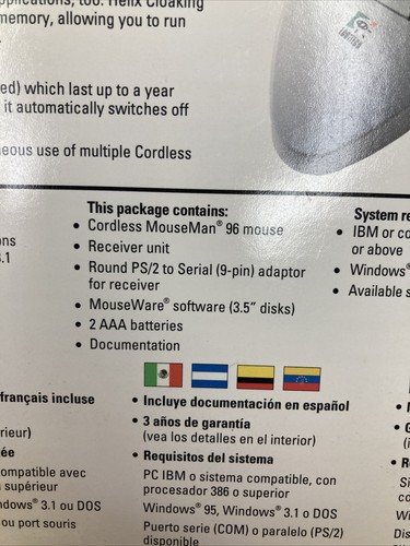 Receptor inalámbrico Logitech MouseMan 96 de colección con ratón - Nuevo CAJA ABIERTA Stock antiguo - Imagen 6 de 8