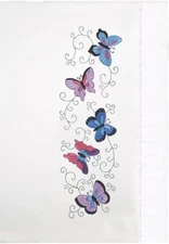 Tobin Stamped Pillowcases, Butterflies, 20" x 30" Embroidery Kit,Stamped Linens
