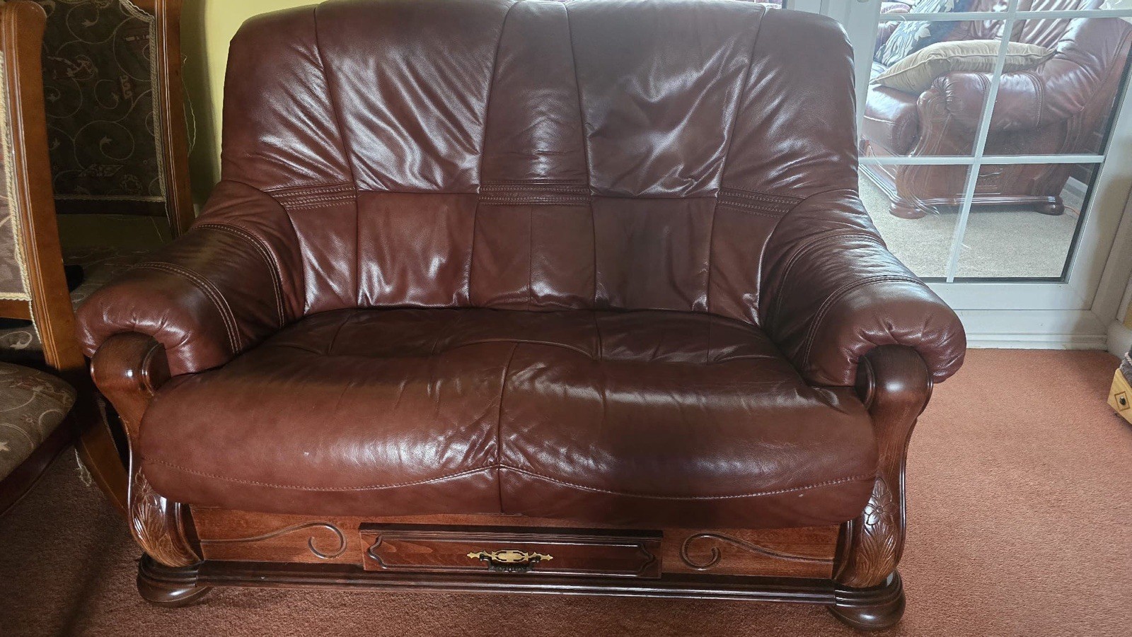 SCS Brown Leather 2 Seater Sofa