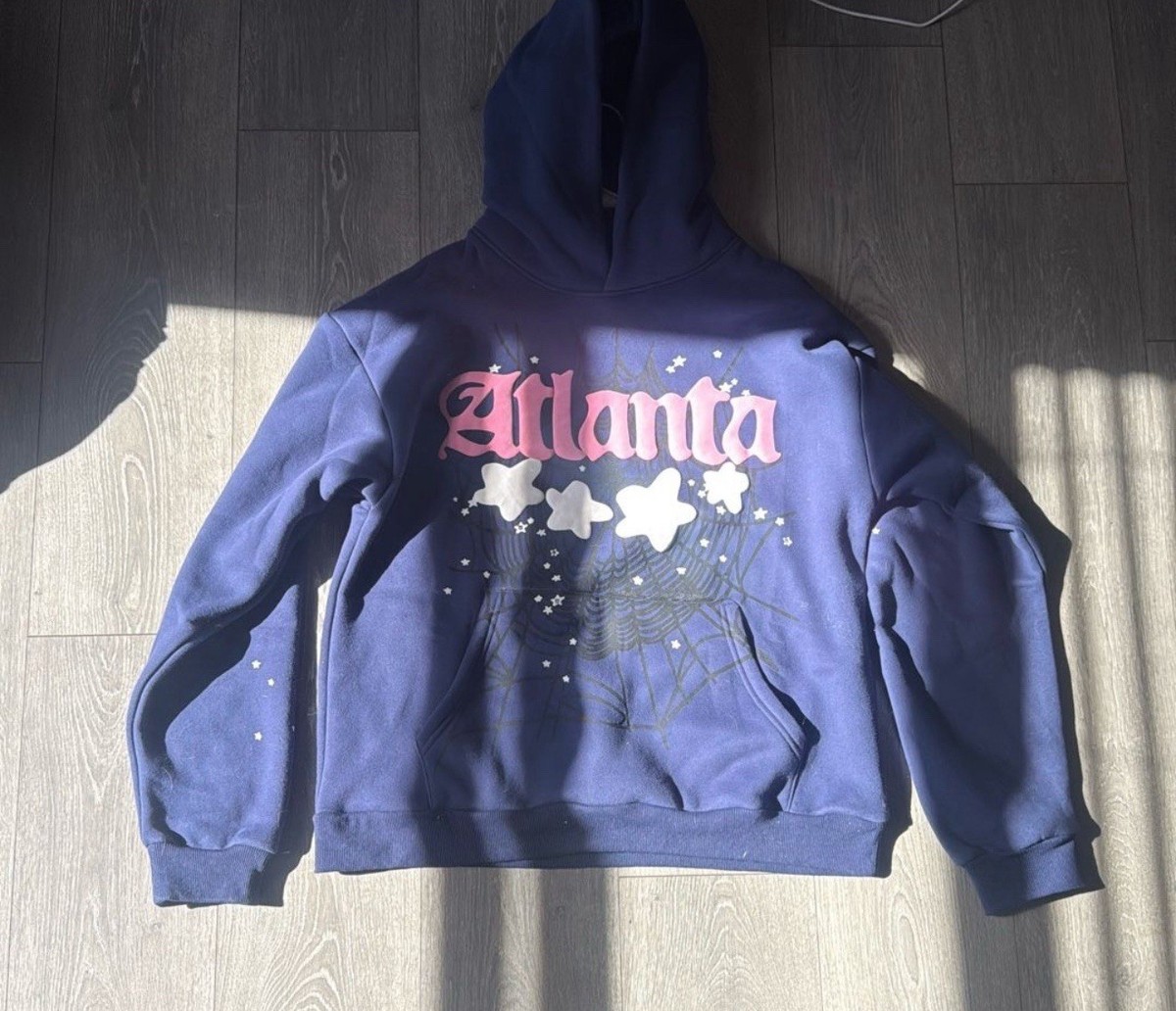 sp5der Atlanta Graphic Blue Fleece Hoodie Pullover Men's Size L | eBay