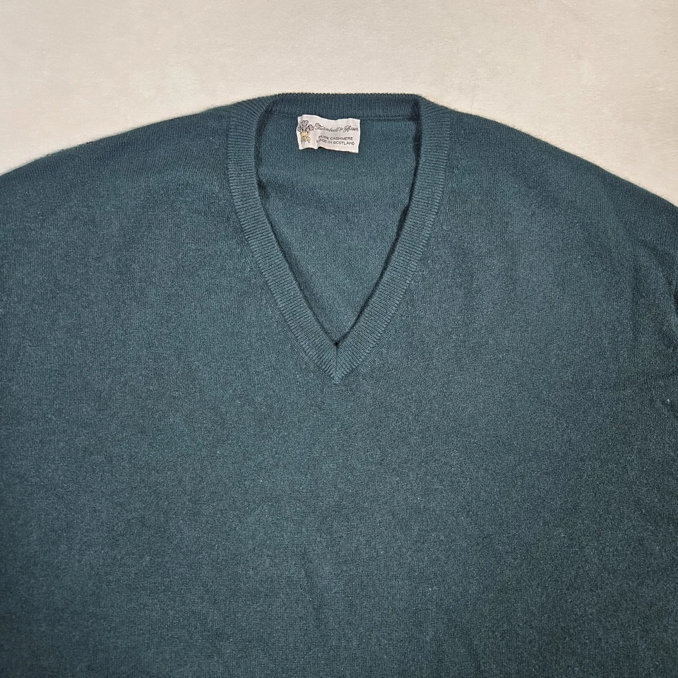 Suéter para hombre Turnbull & Asser XXL verde cachemir puro cuello en V Escocia Foto 3 de 4