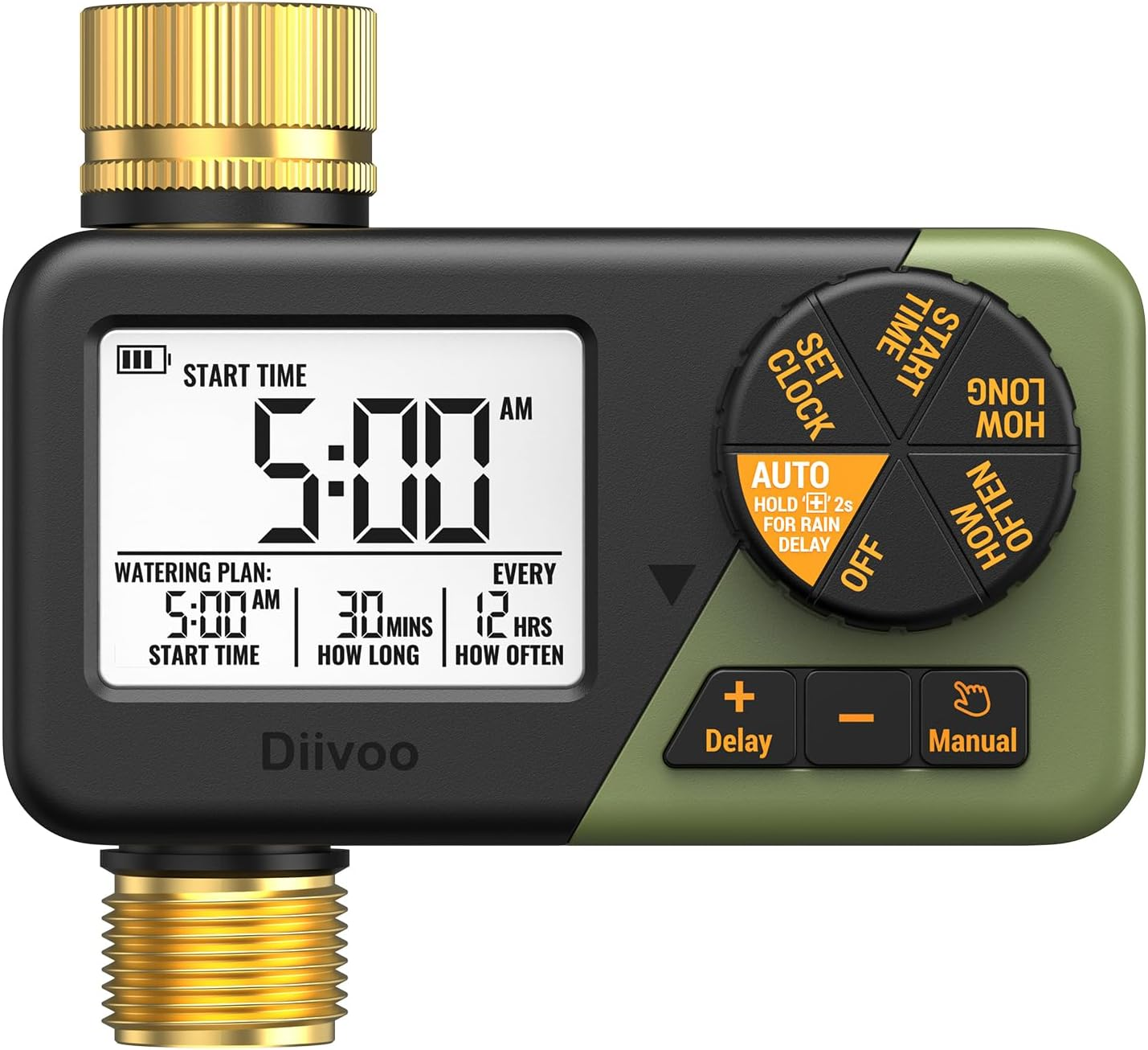 Water Sprinkler Timer with Brass Inlet & Outlet, Irrigation Hose Timer with Week