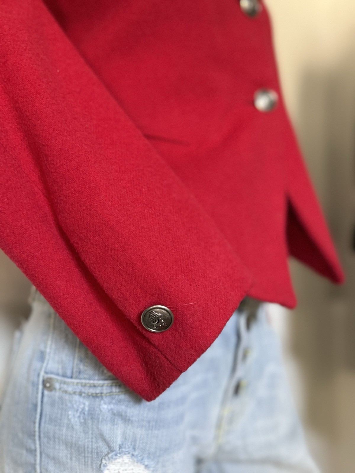 Cristina Red Collared Button Blazer Jacket Women’… - image 3