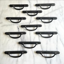 ONE Black Cast Iron Dresser Drawer Pull With Backplate 3.75” Center Holes