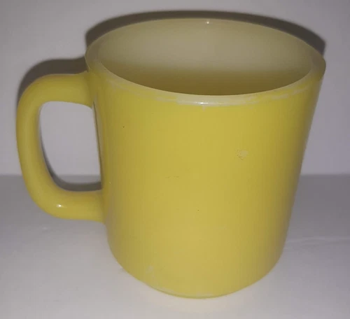 Vintage Mckee Glasbake Milk Glass Yellow Coffee Mug Cup D Handle