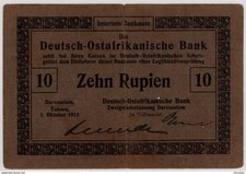 German East Africa 10 Rupien Banknote 1915