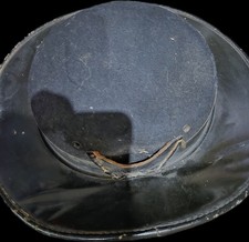 Vintage Italian Bersaglieri Bombetta Helmet with Felt and Leather Brim.
