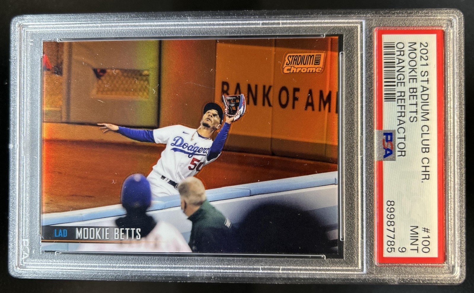 2021 Topps Chrome Mookie Betts Orange Refractor #/25 Dodgers PSA 9