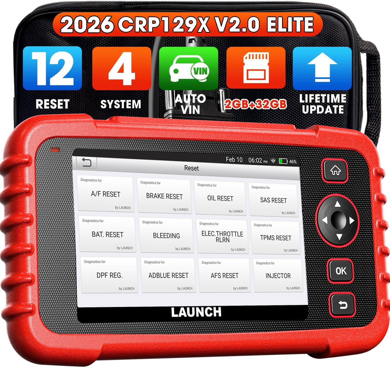 Scanner OBD2 Launch X431 CRP129X V2 pour éteindre le voyant ABS et calibrer le capteur SAS