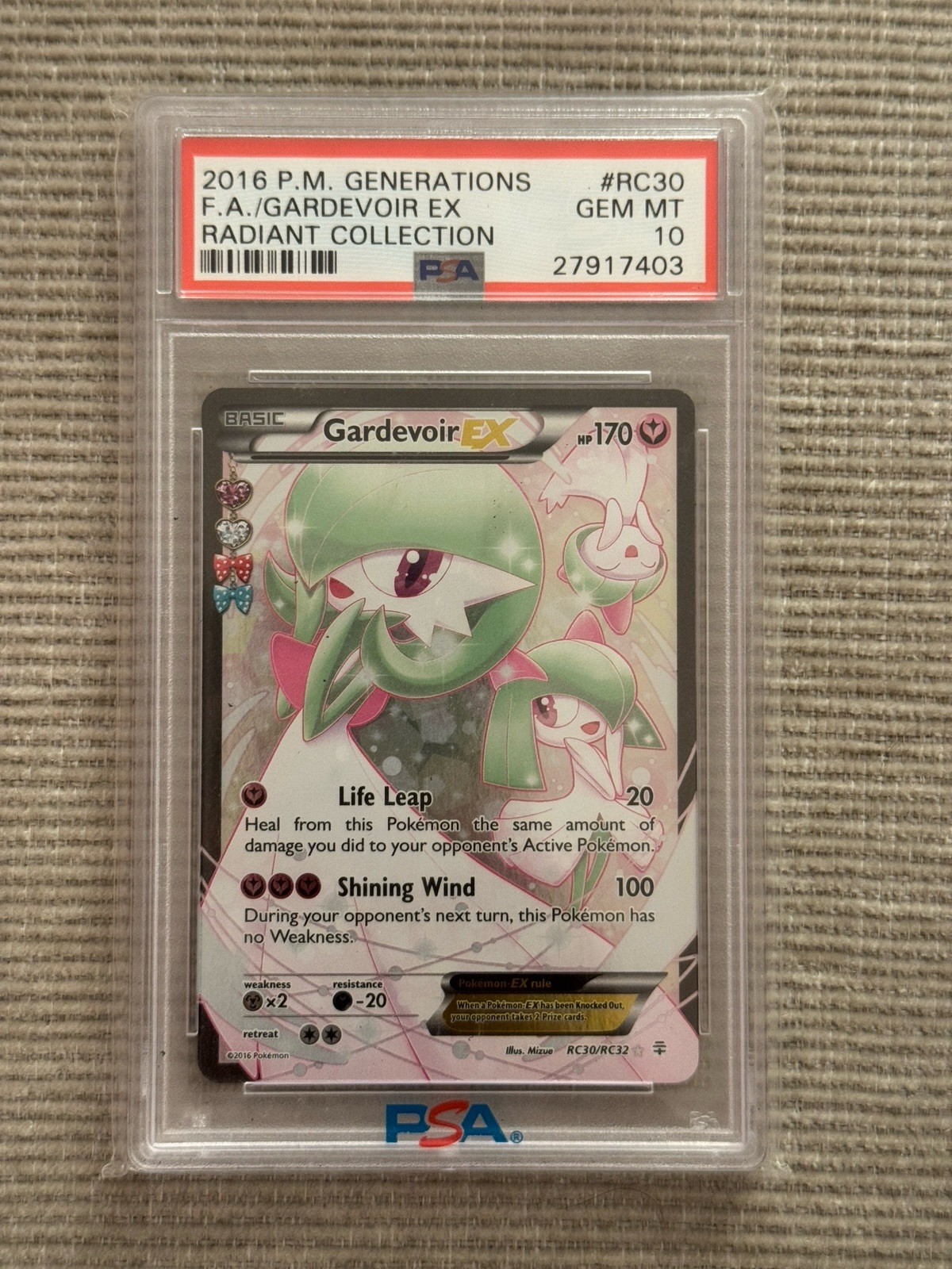Pokemon Gardevoir EX XY Generations Radiant Collection RC30 PSA 10 Mint