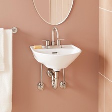 Lanken Mini Porcelain Wall Mount Sink - 4'' Centers - White