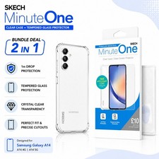 For (Samsung Galaxy A14 4G/5G) SKECH Clear Case + Tempered Glass Protector Cover