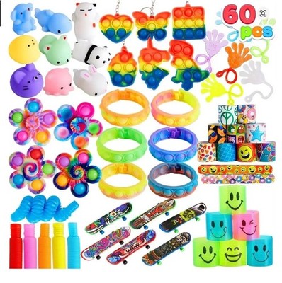 60 Pcs Party Favors Fidget Toys Bulk Sensory Goodie Bag Classroom Prize Box Gift