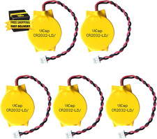 5-Pack CR2032 CMOS Battery 3V Motherboard BIOS Battery with 2 Wire Leads and MOL