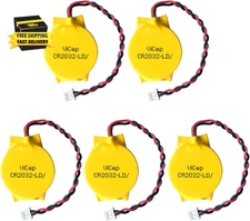 5-Pack CR2032 CMOS Battery 3V Motherboard BIOS Battery with 2 Wire Leads and MOL