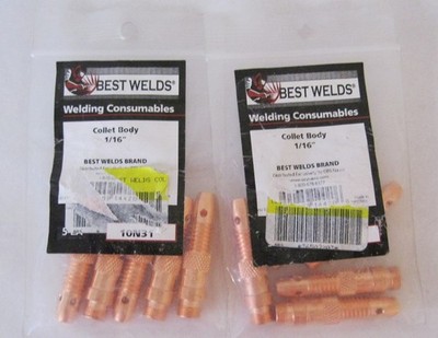 New Lot of 10 Best Welds 10N31 Collet Body 1/16'' (17,18,26)