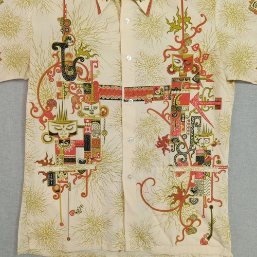 Batik Keris Shirt Mens M Short Sleeve Indonesia Abstract Dieties Festival Y2K - Picture 2 of 16