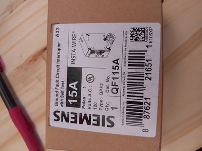 Siemens QF115A 15A 1-Pole GFCI Circuit Breaker 120V Self Test