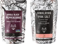 Soeos Whole Black Peppercorns 12oz + Himalayan Pink Salt 2lb, Salt and Pepper...