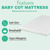 New Thick Travel Cot Mattress 95 x 65 x 5 cm Fits Most Graco, Redkite And M&P UK