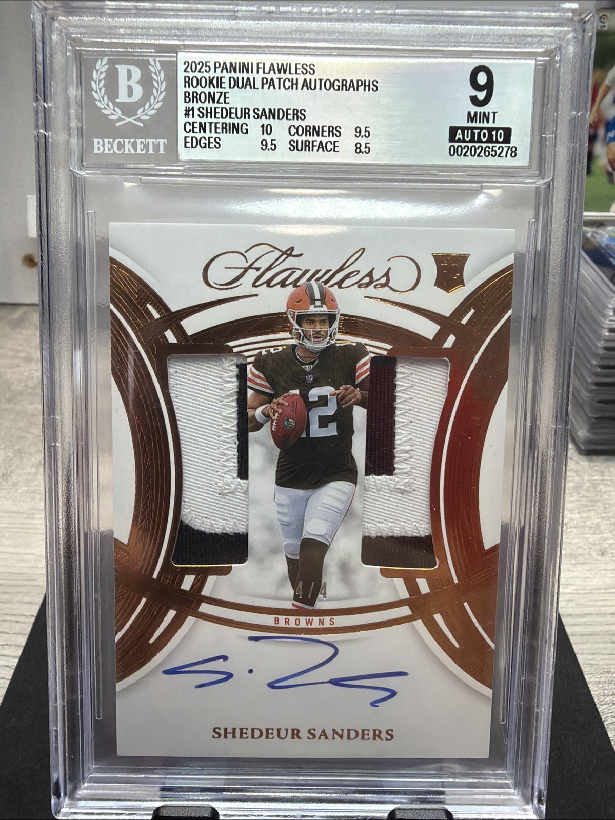 2025 Panini Flawless Shedeur Sanders Rookie Patch Auto /4 BGS 🔥🔥🔥 resubmit? view 1