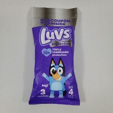 NEW Luvs Bluey Size 4 Platinum Protection Diapers Travel 3 Pack Latex Free