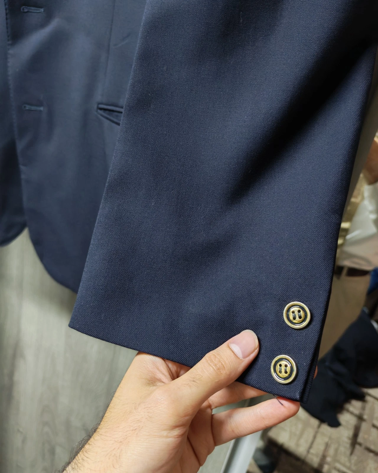 Giacca blazer tuta blu navy vintage anni 80 G. GUCCI tutto pettinato su misura bottoni oro 44R