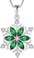 Snowflake Pendant Necklace for Women 925 Sterling Silver Birthstones Jewelry