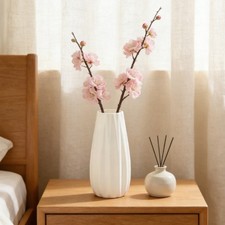 Lightweight White Plastic Vase 18 7cm with Vertical Stripes for Home Styling