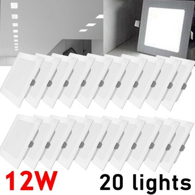 20X LED Panel Einbaustrahler 230V Spot Einbauleuchten 12W Kaltweiß Deckenleuchte