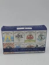 Winsor & Newton Drawing Inks NIB Set of 8 Calligraphy Red, Violet, Black, Brown,