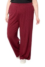 Denim  Co. Women's Slub Jersey Full Length Wide Leg Pant Wine