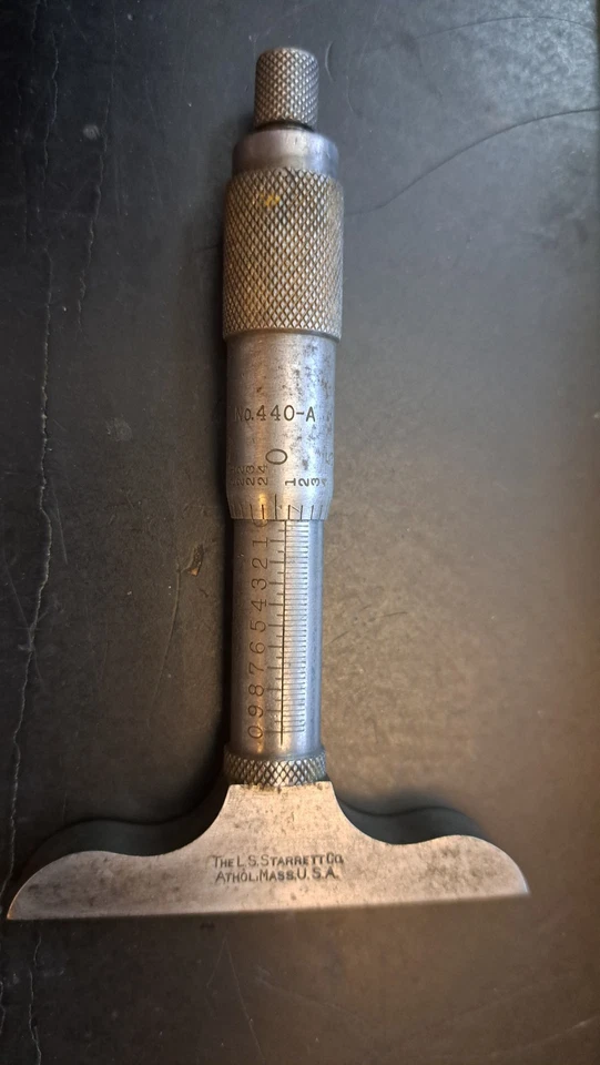 STARRETT NO.440-A DEPTH MICROMETER 2-1/2" HALF BASE LENGTH 0-1" RANGE .001" - Image 4 of 4