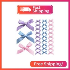 30 Pcs Hair Bows for Women, 3 Colors Mini Bowknot Ribbon Barrettes Hair Clips, C