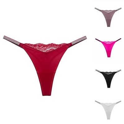 T-Back Höschen Strass G-String Einfarbig Brandneu Bequeme Passform