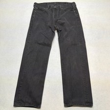Levis 505 Straight Leg Jeans Mens 38x32 Faded Black Vintage Y2K Skater Denim
